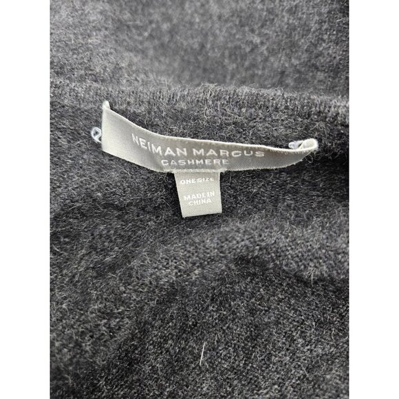 Neiman Marcus Cashmere Shawl Womens One Size Charcoal Grey Cape - Picture 5 of 7